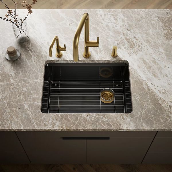 KOHLER® Riverby® Black 27" Undermount Single-Bowl Kitchen Sink-1