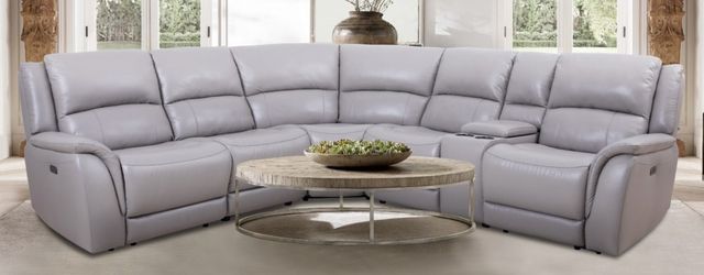 American Wholesale Furniture Madras 6-Piece Stone Power Reclining Curved Sectional-1