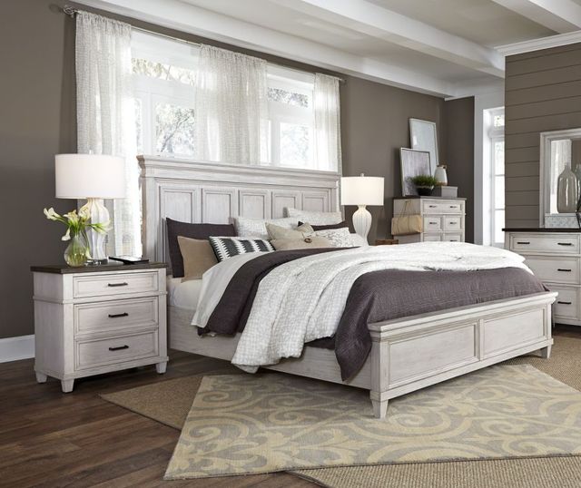 aspenhome® Caraway Aged Ivory King Panel Bed-1