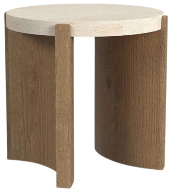Flexsteel® Eclipse White Round End Table with Brown Base-0