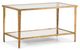 Chelsea House Carson Glass Top Cocktail Table with Antique Gold Leaf Frame and Mirrored Bottom Shelf-0