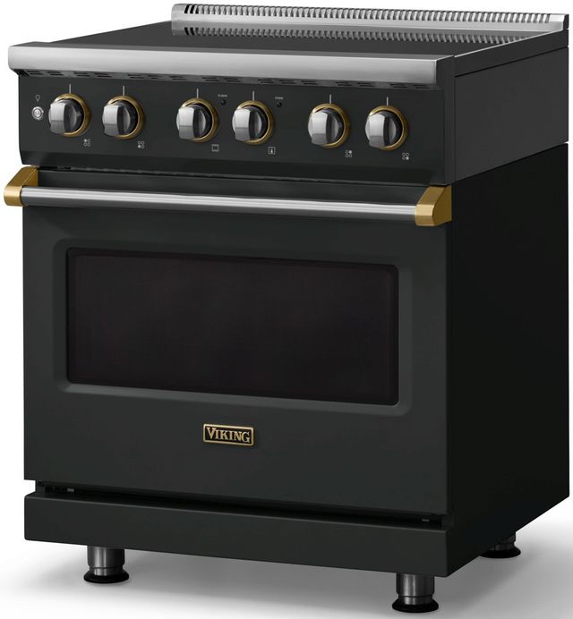 Viking® 5 Series 30" Valentine Pro Style Induction Range with Brushed Brass Trim-3