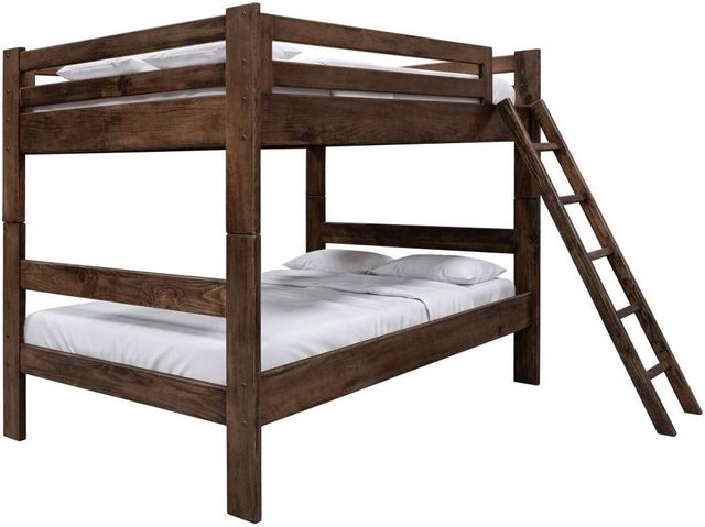 International Furniture Direct Forte Brown Youth Twin Over Full Bunk Bed-0