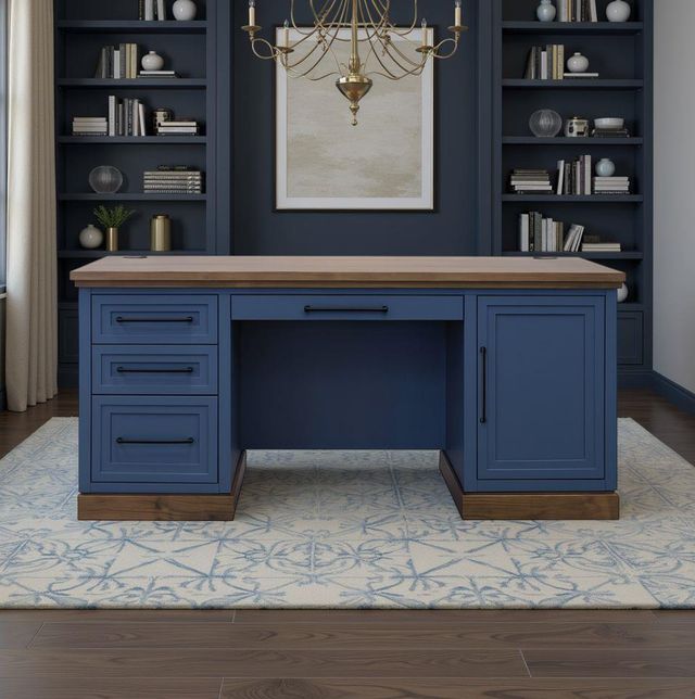 Legends Home Nora Blue Denim/Whiskey Executive Desk-1