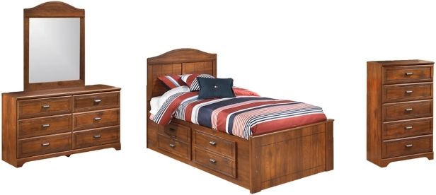 Signature Design by Ashley® Barchan 4-Piece Medium Brown Twin Panel Bed Set-0