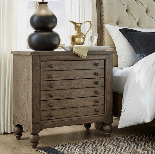 Liberty Furniture Americana Farmhouse Dusty Taupe Bedside Chest with Charging Station-1