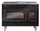 Ilve® Nostalgie II Noblesse 48'' Glossy Black Pro Style Dual Fuel Range with Burnished Trim-1