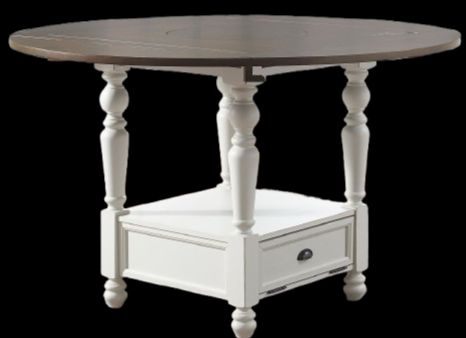 Steve Silver Co. Joanna 9-Piece Dark Oak/Ivory Round Counter Table Set-2