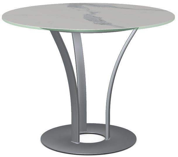 Amisco Customizable Dalia Italian Porcelain Round Table with Metal Turnip Base-0