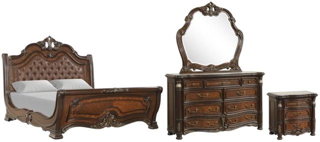 New Classic® Home Furnishings Bella Notte 4-Piece Mahogany Brown Queen Bedroom Set-0