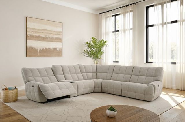 Furniture of America® Southwold 6-Piece Beige Power Reclining Sectional-2
