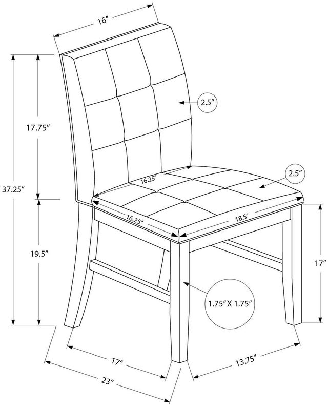 Monarch Specialties Inc. 2-Piece Brown/Grey Fabric Dining Chair Set-1