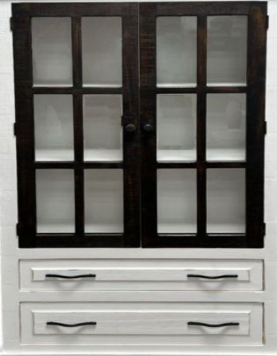 Million Dollar Rustic White Bookcase with Dark Doors-1
