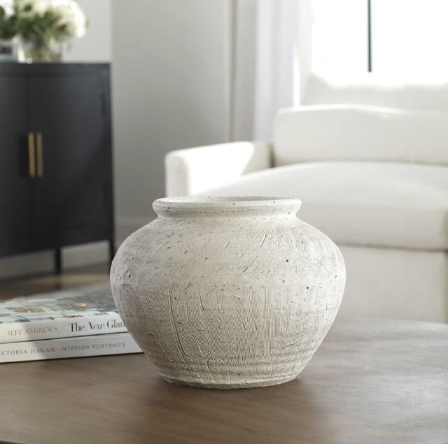 Uttermost® Floreana White Round Vase-2