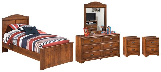 Signature Design by Ashley® Barchan 5-Piece Medium Brown Twin Panel Bed Set-0