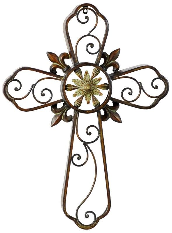 Deco Marche Brown Cross Scroll Wall Decor-0