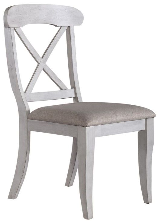 Liberty Furniture Ocean Isle Antique White/Gray Upholstered X-Back Side Chair-0