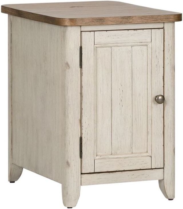 Liberty Furniture Farmhouse Reimagined Chestnut Side Table with Antique White Base-0