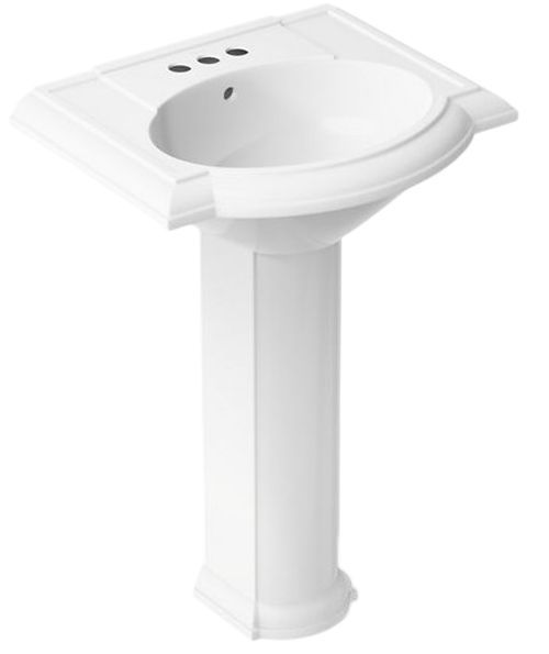 Kohler Devonshire® White 24.25" Rectangular Pedestal Bathroom Sink-0