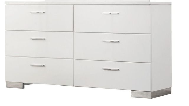 Coaster® Felicity 5-Piece Glossy White Queen Slat Bedroom Set-3