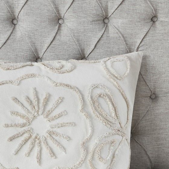 Olliix by Madison Park Violette 3 Piece Ivory and Taupe Full/Queen Tufted Cotton Chenille Coverlet Set-4