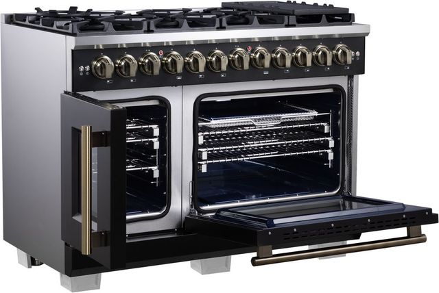FORNO® Capriasca Series Alta Qualita 48" Black Pro Style Dual Fuel Range-3
