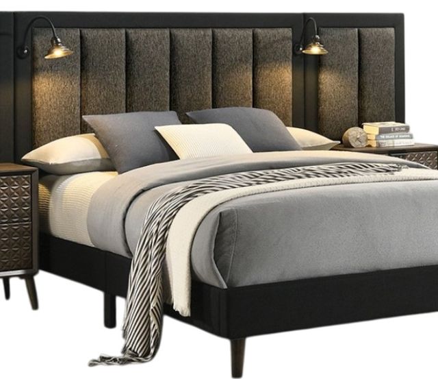 Furniture of America® Chalfont Dark Brown Queen Panel Bed with Wall Panel-1