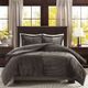 Olliix by Madison Park Parker Grey Full/Queen Corduroy Plush Comforter Mini Set-0