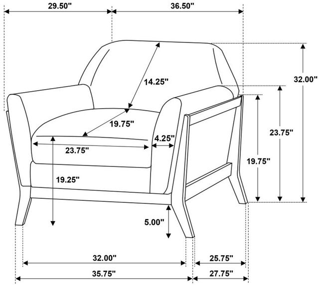 Coaster® Vaughn Gray Upholstered Flared Arm Accent Chair-2