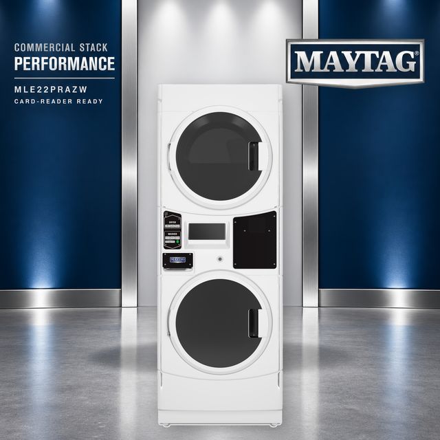Maytag Commercial MLE22PRAZW 3.1 Cu. Ft. Washer / 6.7 Cu. Ft. Electric Dryer Combination Stack, Card-Reader-Ready, White-2