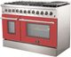 FORNO® Galiano 48" Stainless Steel Pro Style Dual Fuel Range with Red Door-1