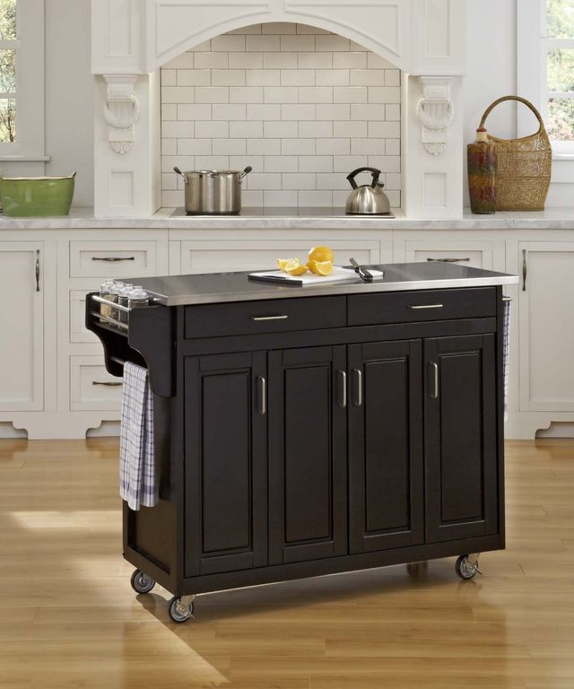 homestyles® Create-a-Cart Black/Stainless Steel Kitchen Cart-1