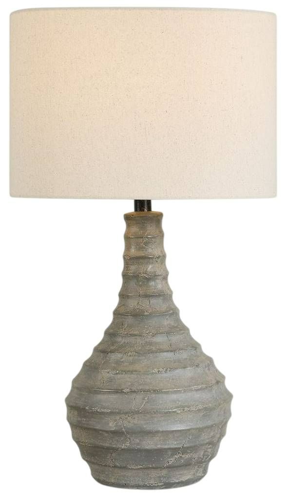 Uttermost® Stratum Light Beige Indoor-Outdoor Table Lamp with Distressed Gray Concrete Base-0