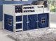 Donco Kids Louver Blue/White Youth Twin Loft Bed with Tent Kit-1
