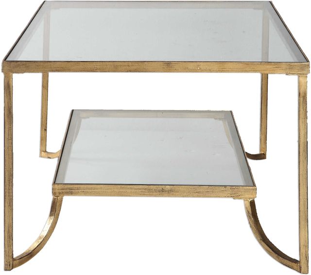 Uttermost® Katina Glass Top Coffee Table with Antique Gold Frame-2