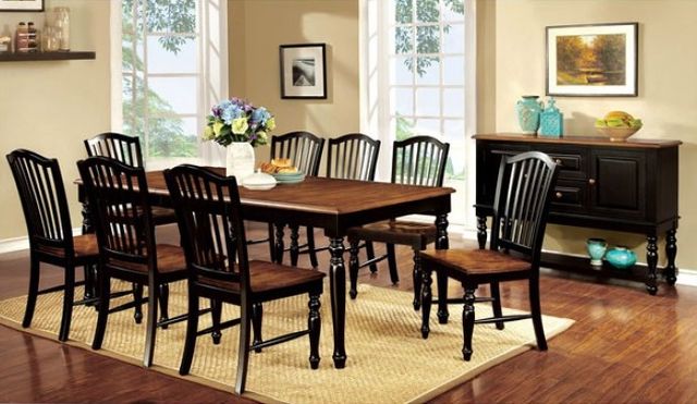 Furniture of America® Mayville 2-Piece Antique Oak/Black Dining Side Chair Set-1
