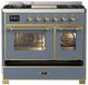 Ilve® Majestic III 40" Blue Gray Pro Style Dual Fuel Natural Gas Range with Triple Glass Door and Brass Trim-2