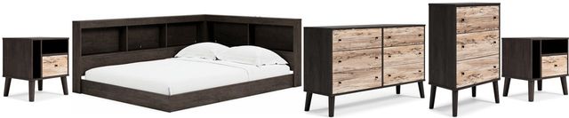 Signature Design by Ashley® Piperton 5-Piece Brown/Dark Charcoal Full Bookcase Storage Bed Set-0