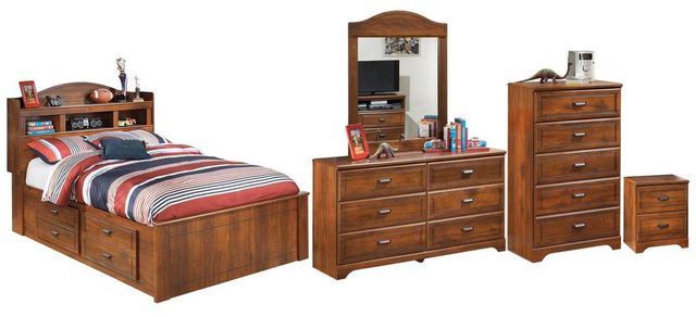 Signature Design by Ashley® Barchan 5-Piece Medium Brown Full Bookcase Bed Set-0