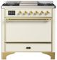 Ilve® Majestic III 36" Antique White Pro Style Dual Fuel Natural Gas Range with Solid Door and Brass Trim-0