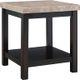 Elements International Kansas Espresso End Table with Beige Marble Top-0