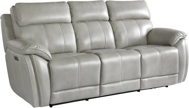 Bassett® Furniture Club Level Levitate Nickel Leather Power Reclining Sofa-0