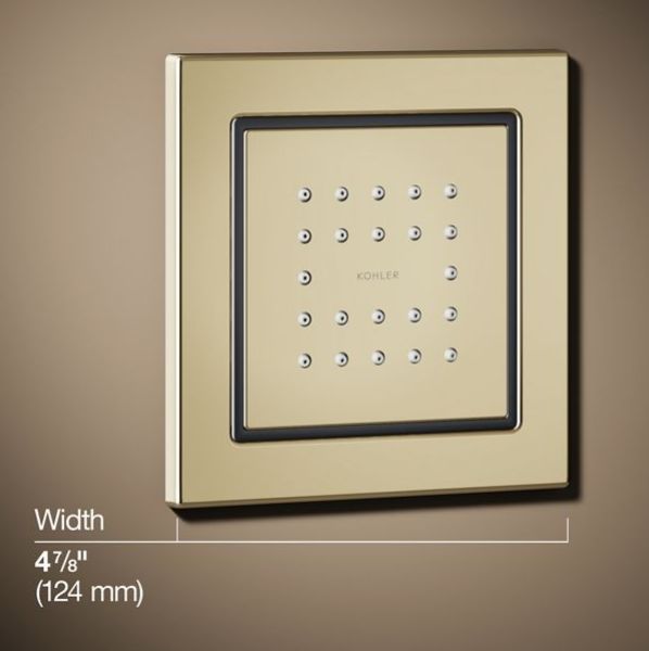 KOHLER® WaterTile® Vibrant French Gold 2.5 GPM Square 22-Nozzle Single-Function Body Spray-2
