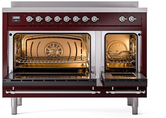 Ilve® Nostalgie II Series 48" Burgundy Pro Style Induction Range-2