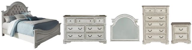 Liberty Furniture Magnolia Manor 5-Piece Antique White/Weathered Bark California King Bedroom Set