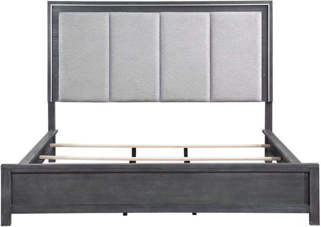 New Classic® Home Furnishings Odessa Charcoal/White California King Upholstered Panel Bed-4