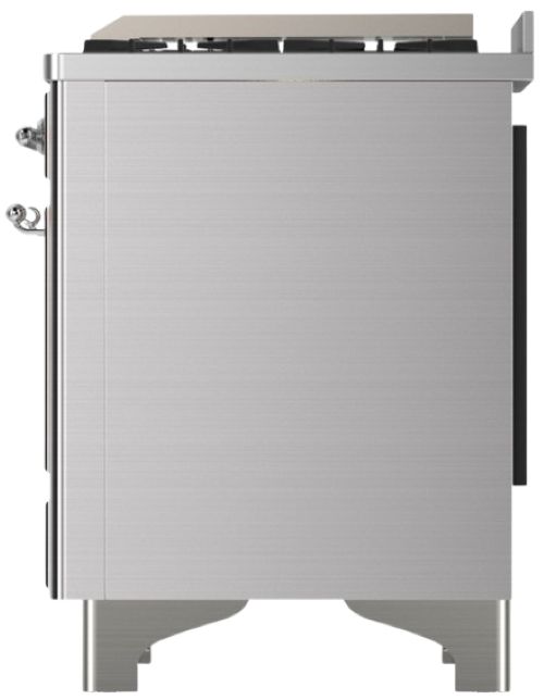 Ilve® Majestic III 48" Stainless Steel Pro Style Dual Fuel Natural Gas Range with Griddle and Chrome Trim-3