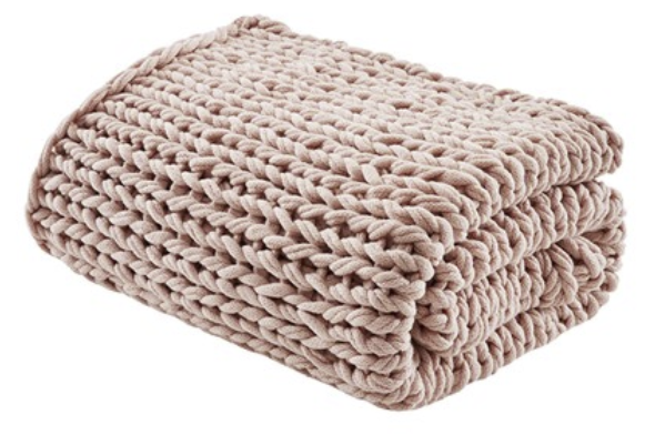 Olliix by Madison Park Chunky Double Knit Blush Throw-1