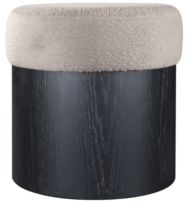 Meridian Furniture Nimes Beige/Black Velour Fur Ottoman-2