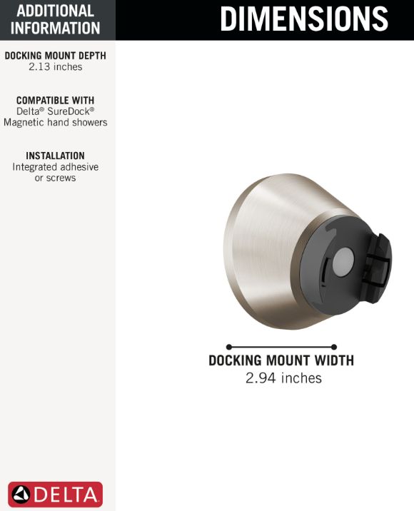 Delta SureDock™ Spotshield Brushed Nickel 3" Magnetic Docking Mount-2